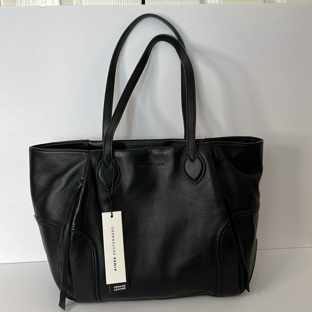 Aimee Kestenberg Chelsea Tote Large Purse Black Genuine Leather Shoulder Bag